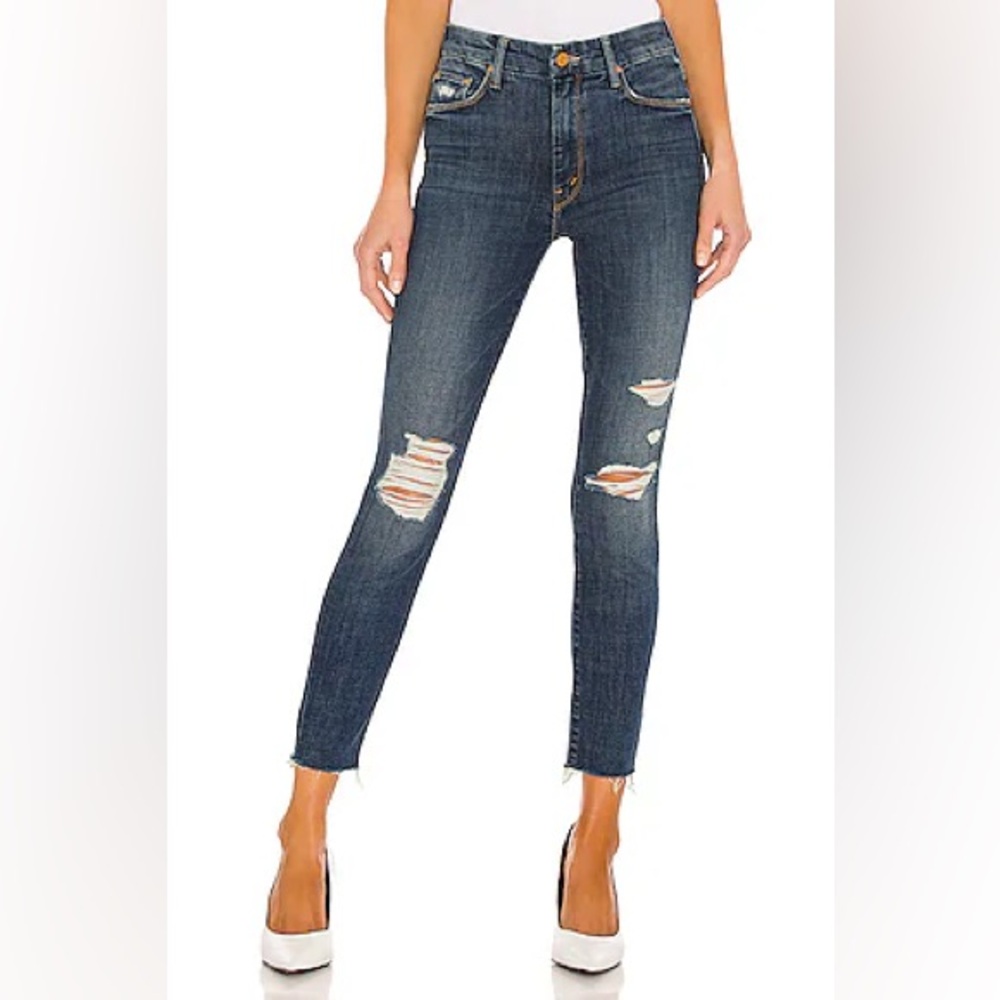 MOTHER High Waisted Looker Ankle Fray Jeans